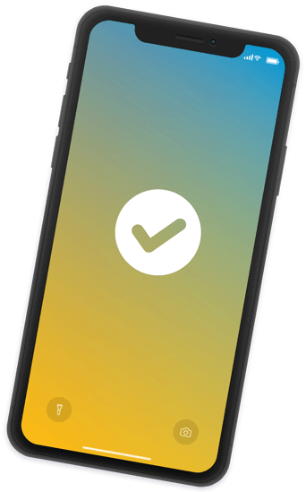 Smartphone displaying a checkmark