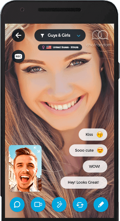 Screenshot of a mobile video chat application